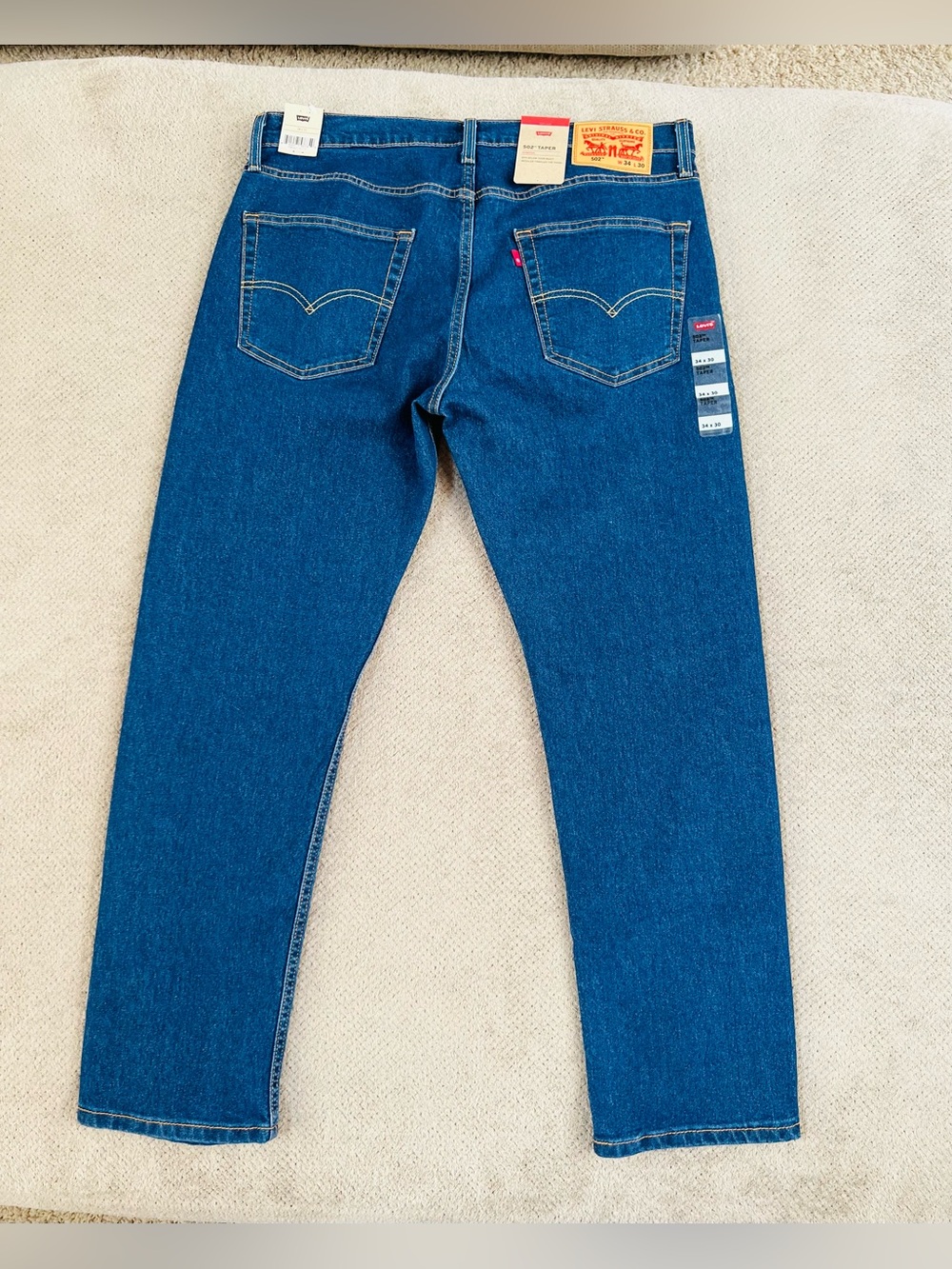 Levi’s 502 Men’s 34x30 Regular Fit Mid Rise Taper Leg Dark Wash Denim Jeans NWT - Picture 4 of 15